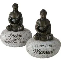 BOLTZE Buddhafigur Dekoaufsteller Set Zen-Buddha mit Weisheiten - 2er Set, 15 cm (2 St)