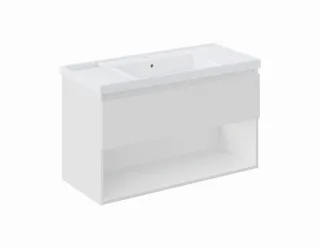 Cosmic Bbest Unterschrank 1 Schublade Und 1 Ablage mit Teckstone-Waschbecken, weiss matt, WJB010P100 WJB010P1001102