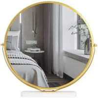 Woltu Kosmetikspiegel (1-St), Standspiegel Rund Make-Up Spiegel 360°drehbar