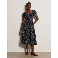 Apricot Midikleid Midi-Kleid mit Blumenstickerei mit Stufenrock