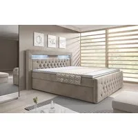 PROMETO Möbel Boxspringbett ASCONA Polsterbett mit LED-Beleuchtung, 2 Bettkästen, 2 Matratzen und Komfortschaum-Topper
