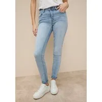 Tamaris Skinny-fit-Jeans aus bequemen Stretch-Denim schmale Beinweite, mit Gürtelschlaufenbund, mit Metallreißverschluss