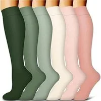 Mutig Kompressionsstrümpfe 6 Paar Kompressionsstrümpfe 15-30mmHg,Stützstrümpfe für Damen & Herren (für Flug, Sport, Laufen, Radsport, Krankenschwester,Schwangerschaft, 6 Paar Medizinstrümpfe für Krankenschwestern auf Flugreisen) Bunte Stützstrümpfe,A