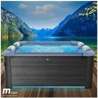 BRAST Whirlpool MSpa Oslo, Sapphire & Amber mit Fester Außenwand, Aufstellbecken, (160x160x65cm, 3 Modelle, LED-Beleuchtung, 6 Personen), Ganzjähriger Einsatz Winterfest