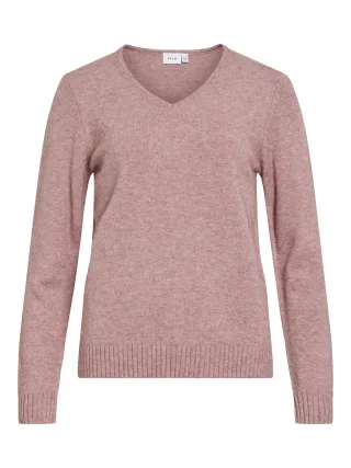 VILA - VIRIL V-NECK L/S KNIT TOP - NOOS Nostalgia Rose - Gr. - XL