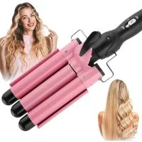 LETGOSPT Lockenstab 3 Fässer Lockenwickler 25mm, Beach Waves Schnelle, Mit 2 Temperatur, Keramik-Beschichtung, für Lange/kurze Haare mit Einstellbarer Temperatur