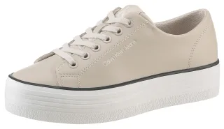 Calvin Klein Jeans Sneaker "BOLD VULC FLATF LOW LTH IN", Halbschuh, Schnürschuh, Freizeitschuh mit CK-Logo an der Ferse