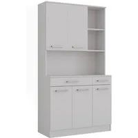 Vicco Hochschrank Raul, Weiß, 100.1 x 188.5 cm mit 5 Türen & 2 Schubladen (1-St)