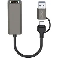 XO HUB018 USB-Adapter USB-A, USB-C zu RJ45 (weiblich), 2-in-1 Adapter: USB-A & USB-C zu RJ45, 100 Mbps Ethernet