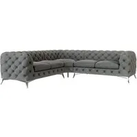 S-Style Möbel Ecksofa Kalina, Chesterfield mit silbernen Metall Füßen, mit Wellenfederung