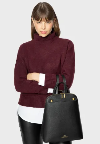 Wittchen Damen-Lederrucksack, trapezförmig, Schwarz, Naturleder