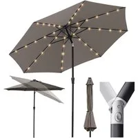 Sekey Sonnenschirm 330cm Alu Gartenschirm 8-eckiger Marktschirm mit Kurbel, LxB: 330x330 cm, mit/ohne LED-Lichtern, für Balkon Garten, UV 50+