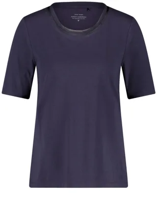 GERRY WEBER Collection - Halbarmshirt mit Chiffonblende blau - Gr. - 38