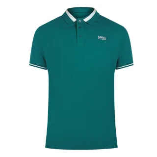 Cavalli Class - Grünes Poloshirt Mit Auffälligem Streifenkragen