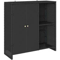 vidaXL Mehrzweckschrank Aufbewahrungsschrank mit Regal Schwarz 100 x 36 x 102 cm Rattan