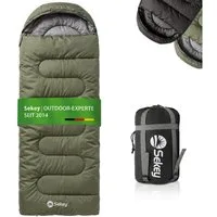 Sekey Deckenschlafsack 3 Jahreszeiten Schlafsack 220x80 cm 10–20°C Deckenform mit Kapuze, 2-in-1 Schlafsack & Decke – Atmungsaktiv, wasserabweisend