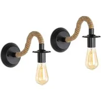 Riserva Wandleuchte Vintage Wandleuchte (2er),Hanfseil Wandleuchte,E27 Loft Wandleuchte