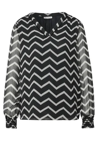 Street One - Chiffon Tunika mit Tape schwarz - Gr. - 38
