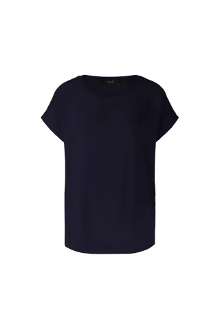 Oui - AYANO Blusenshirt 100% Viskosepatch darkblue - Gr. - 36