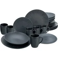 CreaTable Kombiservice Vesuvio, Service 24-tlg. (24-tlg), 6 Personen, Steinzeug, Eleganz, Vulkanoptik