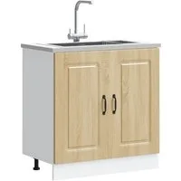 vidaXL Küchenbuffet vidaXL Spülenunterschrank Kalmar Sonoma-Eiche 80x46x81,5 cm