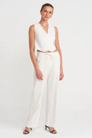Damen Weite Streifenhose