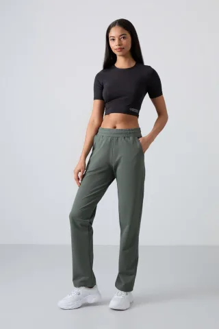 Damen Sweatpants mit geradem Bein aus Fleece