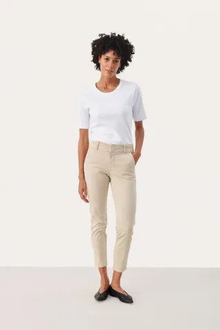 Casual Hose Gerade Passform White Pepper beige