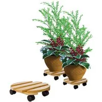 BigDean Blumentopfuntersetzer Pflanzenroller rund Buchenholz Holz 30cm 120Kg Rolluntersetzer, Zubehör für Pflanztöpfe, Set, 1-tlg., Massivholz, Buche, 30cm rund, 120kg
