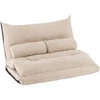 COSTWAY Sofa Bodensofa, verstellbare Rückenlehne, 3in1 Schlafsofa mit Kissen