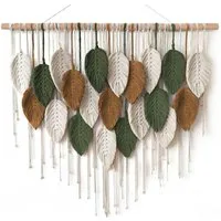 Agger Wanddekoobjekt Großer Wandbehang Wandteppich, Boho Makramee Gewebte Handgemachte, Quaste Blatt Tapisserie Böhmische Wandkunst Dekor