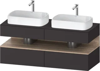 Duravit Qatego Konsolenwaschtischunterbau wandhängend Graphit Supermatt 1400x550x600 mm - QA47670558 QA4767055800010