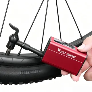 WEST BIKING Mini Electric Bike Pump 4-in-1 Click Valve,120PSI Portable Air Compressor,Auto-stop & LED Display, MTB R