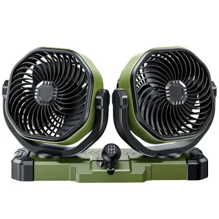 OATSBASF 5V 12V 24V Dual Head Car Fan 2 Speed Adjustment 360° Rotatable Low Noise USB Lighter Universal Vehicle Cooling