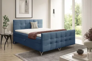 Boxspringbett Schlafzimmerbett PERLA PREMIUM 160x200cm Stoff Coral Blau