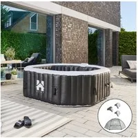 HOME DELUXE Whirlpool DROP inkl. Kissen, Getränkehalter und Sonnendach, für 6 Personen, 130 Luftdüsen, Aufblasbarer Whirlpool