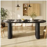 i@home Esstisch 120-160cm Ovale Esstisch für 6-8 Personen, ausziehbarer Esstisch, ovaler Holztisch mit vertikaler Struktur, belastbar bis 60kg, 3 Farben