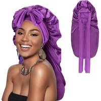 nsihing Duschhaube Lange Satin-Schlafhaube für Damen – Schlafmütze
