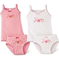 EloModa Unterhemd Mädchen Unterwäsche Set Baumwolle Kinder Unterhemd Slip Weiß Rosa (4-St) gemustert