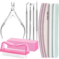 Refined Living Sandblatt-Nagelfeile 12 Stück Maniküre & Pediküre Set, Nagelpflege Set, Nagelfeilen 100/180, Umfassendes Profi-Maniküre-Set mit Nagelfeilen, Buffer, Zange, Schieber & Bürste, Buffer Für Nägel, Nagelfeilen Für Gelnägel, Nagelhautschiebe