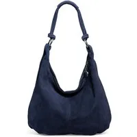 Caspar Schultertasche Wildleder Hobo Bag Damen Leder Shopper - PREMIUM LINE - Modell No.841, 100% italienisches Veloursleder, samtig weich, angenehmer Tragekomfort