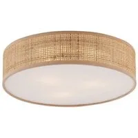 Qazqa Deckenleuchte Trammy, ohne Leuchtmittel, Extra-Warmweiß, QAZQA Deckenleuchte, e27, Naturel, Rattan, Orientalisch