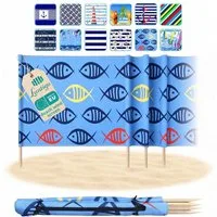 Lantigo Windschutz Sichtschutz Sonnenschutz Strandparavent aus Mikrofaser – portabel, (Summer, Länge: 4 m), - Faltbarer Sonnenschutz für Strand, Camping & Garten