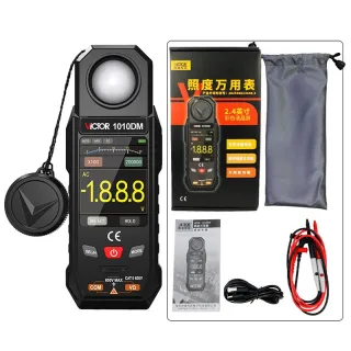 VICTOR 1010DM Two-In-One Illuminance Multimeter Light Meter, 0-199999 Lux 0-19999 FC 2.4-Inch Color LCD AC/DC Voltage Re