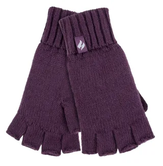 Solide gestrickte fingerlose Damenhandschuhe | WÄRMEHALTER | Lila fest