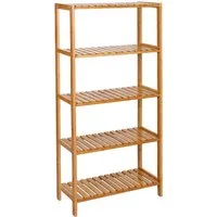 SONGMICS Badregal Bücherregal, 5 Ebenen, stufig höhenverstellbar, Bambus