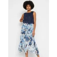 bonprix Chiffonkleid aus Chiffon, mit Spitze im Oberteil, Slim Fit, ärmellos