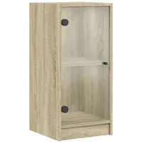 vidaXL Beistellschrank Beistellschrank mit Glastüren Sonoma-Eiche 35x37x75,5 cm (1-St)