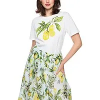 Marc Cain T-Shirt Amalfi Portofino Lemons Premium Damenmode locker geschnitten, mit Zitronenprint
