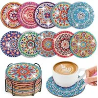Coonoor Getränkeuntersetzer 10 STK Diamond Painting Untersetzer Mit Halter, für Anfänger, Erwachsene & Kinder, 10-tlg., DIY Mandala Diamant Tassenuntersetzer